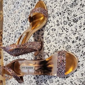 Rose gold glitter heels